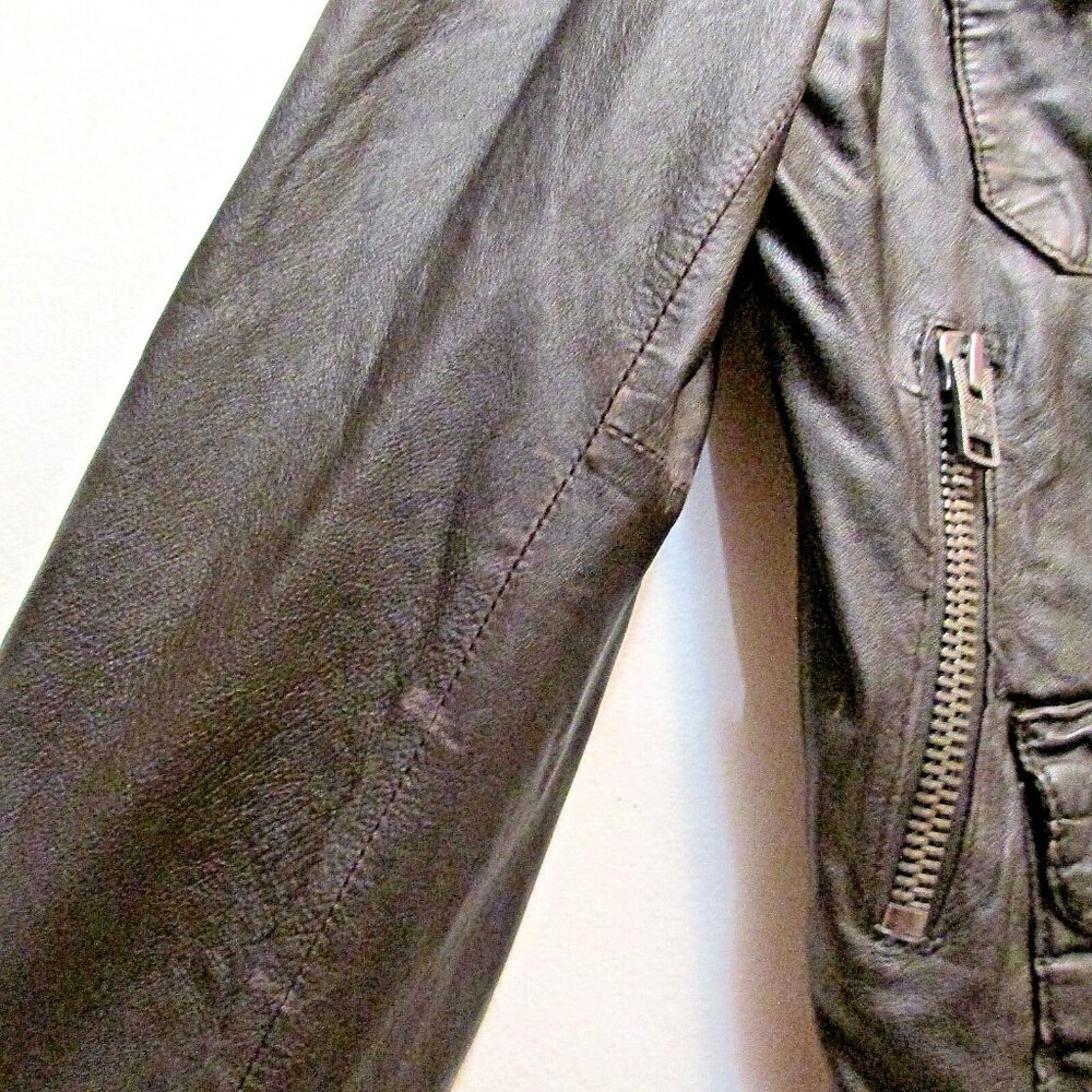 Superdry Dark Brown Leather Jacket - Picture 10 of 16